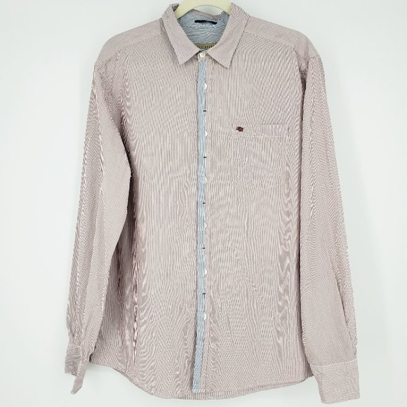 Ted Baker Other - Ted Baker Cotton Striped Button Front Shirt Red Large